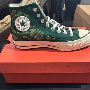 Converse Forest Green Floral High-Tops